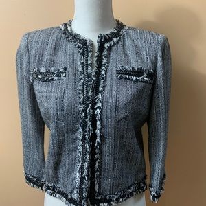 Boston Proper Wmns Sz6 Jacket Blazer Black Gray